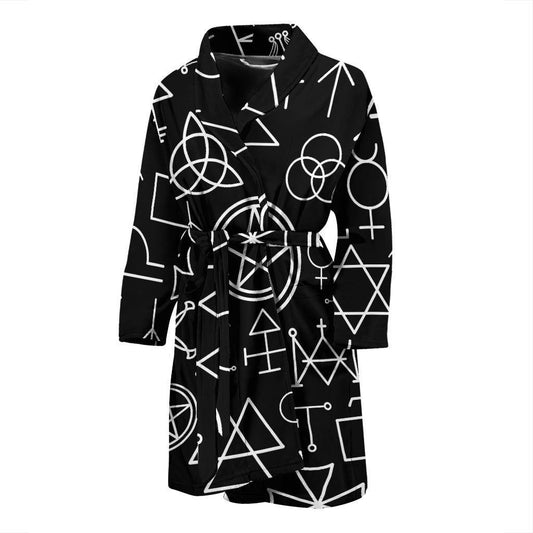 Pentagram Pattern Print Design A02 Men Bathrobe-JORJUNE.COM