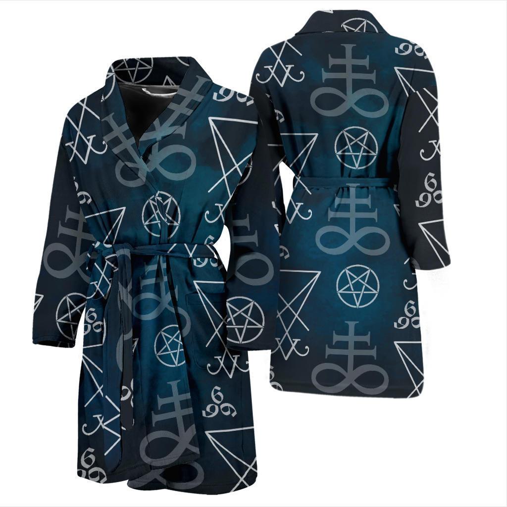 Pentagram Pattern Print Design A03 Men Bathrobe-JORJUNE.COM