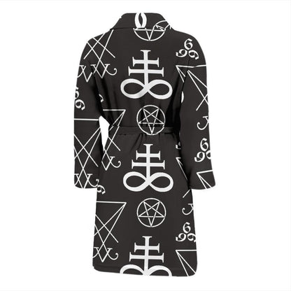 Pentagram Pattern Print Design A04 Men Bathrobe-JORJUNE.COM