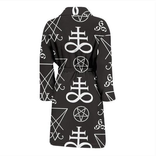 Pentagram Pattern Print Design A04 Men Bathrobe-JORJUNE.COM