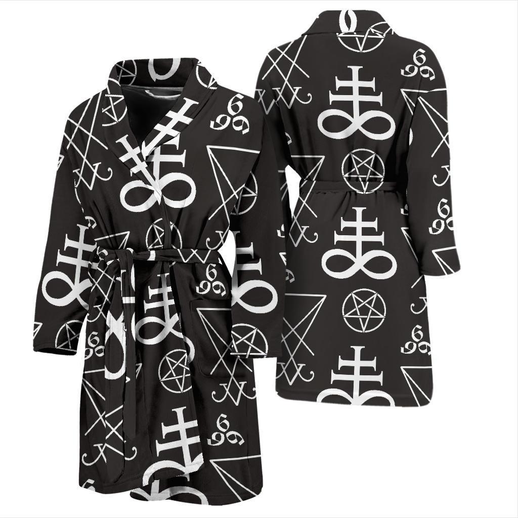Pentagram Pattern Print Design A04 Men Bathrobe-JORJUNE.COM
