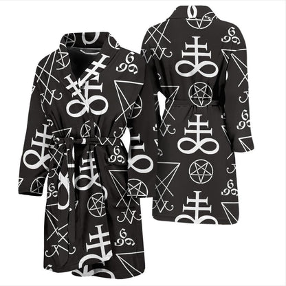 Pentagram Pattern Print Design A04 Men Bathrobe-JORJUNE.COM