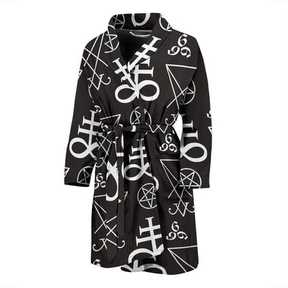 Pentagram Pattern Print Design A04 Men Bathrobe-JORJUNE.COM