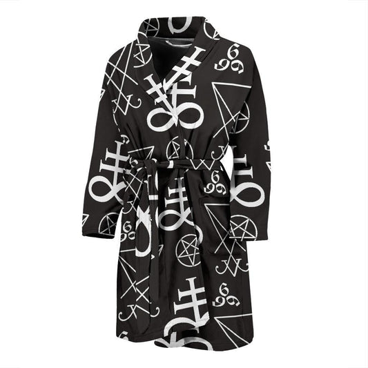 Pentagram Pattern Print Design A04 Men Bathrobe-JORJUNE.COM