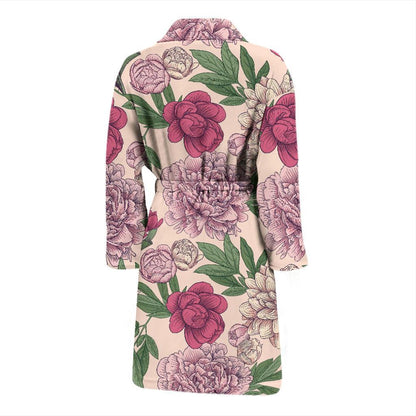 Peony Pattern Print Design A01 Men Bathrobe-JORJUNE.COM