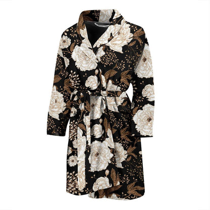 Peony Pattern Print Design A02 Men Bathrobe-JORJUNE.COM