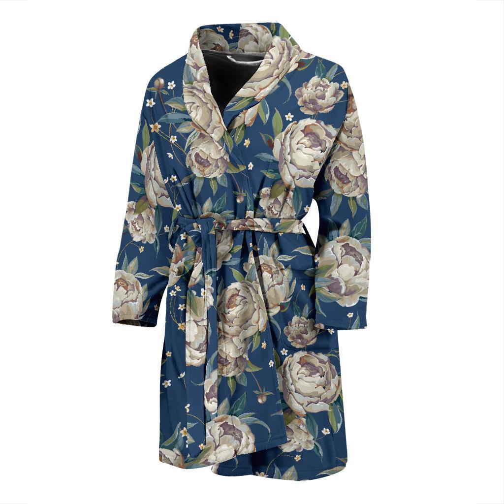 Peony Pattern Print Design A03 Men Bathrobe-JORJUNE.COM