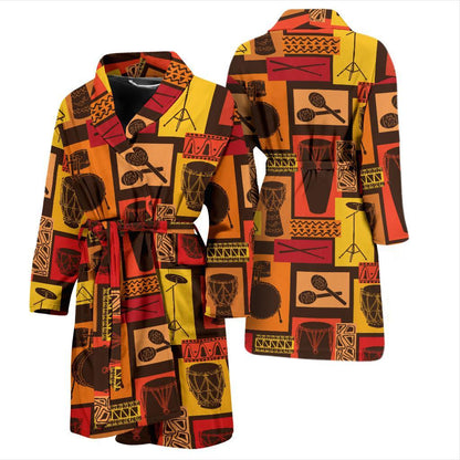 Percussion Pattern Print Design 02 Men Bathrobe-JORJUNE.COM