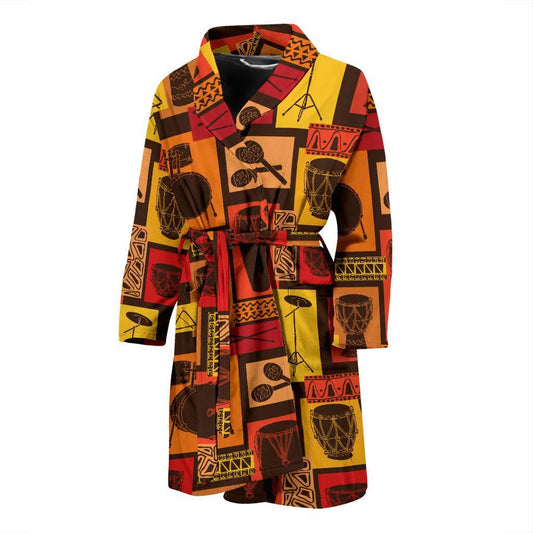 Percussion Pattern Print Design 02 Men Bathrobe-JORJUNE.COM