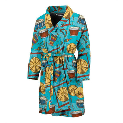 Percussion Pattern Print Design 03 Men Bathrobe-JORJUNE.COM