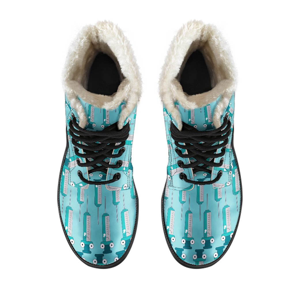 Phlebotomist Concept Design Faux Fur Leather Boots-JTAMIGO.COM