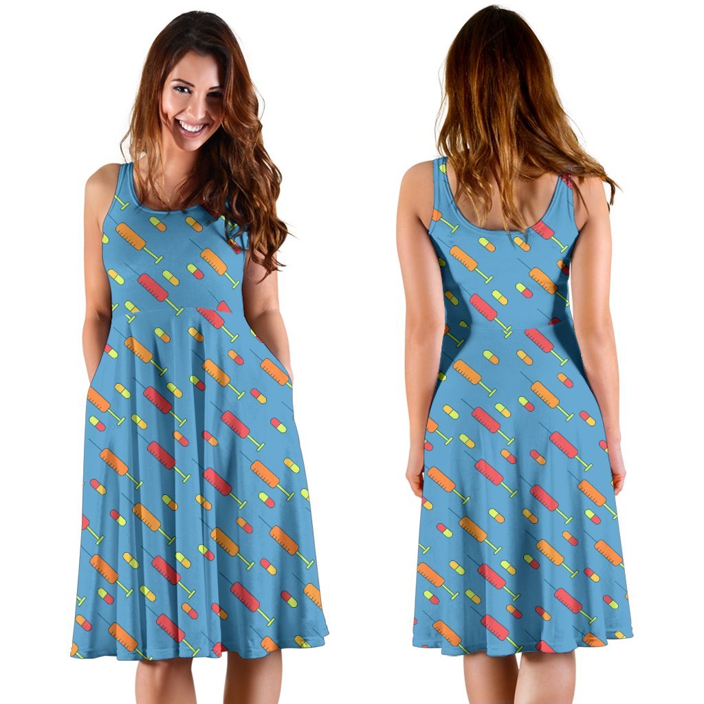 Phlebotomist Medical Pattern Sleeveless Dress