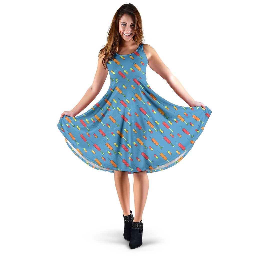 Phlebotomist Medical Pattern Sleeveless Dress