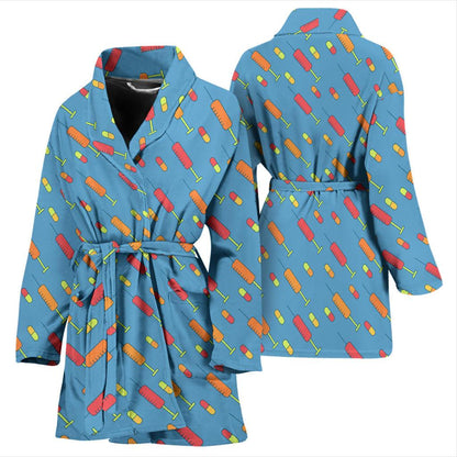 Phlebotomist Medical Pattern Women Bath Robe-JTAMIGO.COM