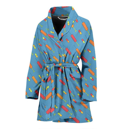 Phlebotomist Medical Pattern Women Bath Robe-JTAMIGO.COM