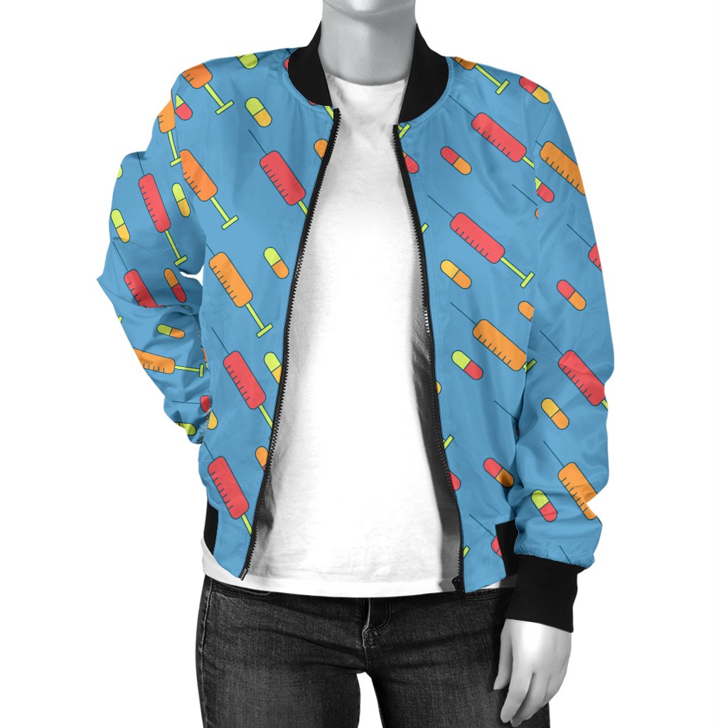 Phlebotomist Medical Pattern Women Casual Bomber Jacket
