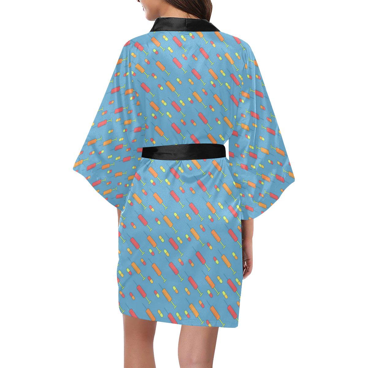 Phlebotomist Medical Pattern Women Short Kimono Robe