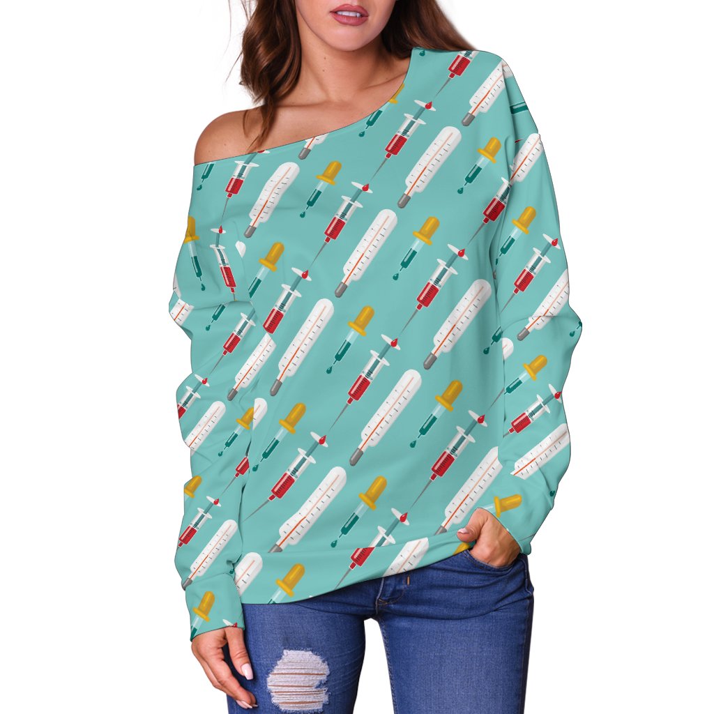 Phlebotomist Medical Print Off Shoulder Sweatshirt