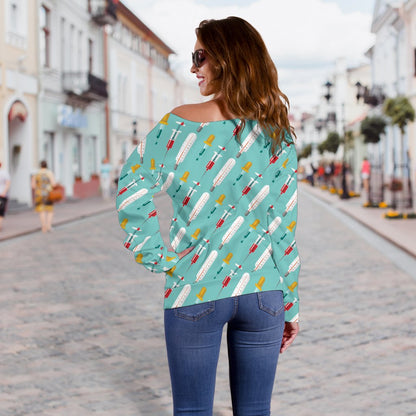 Phlebotomist Medical Print Off Shoulder Sweatshirt