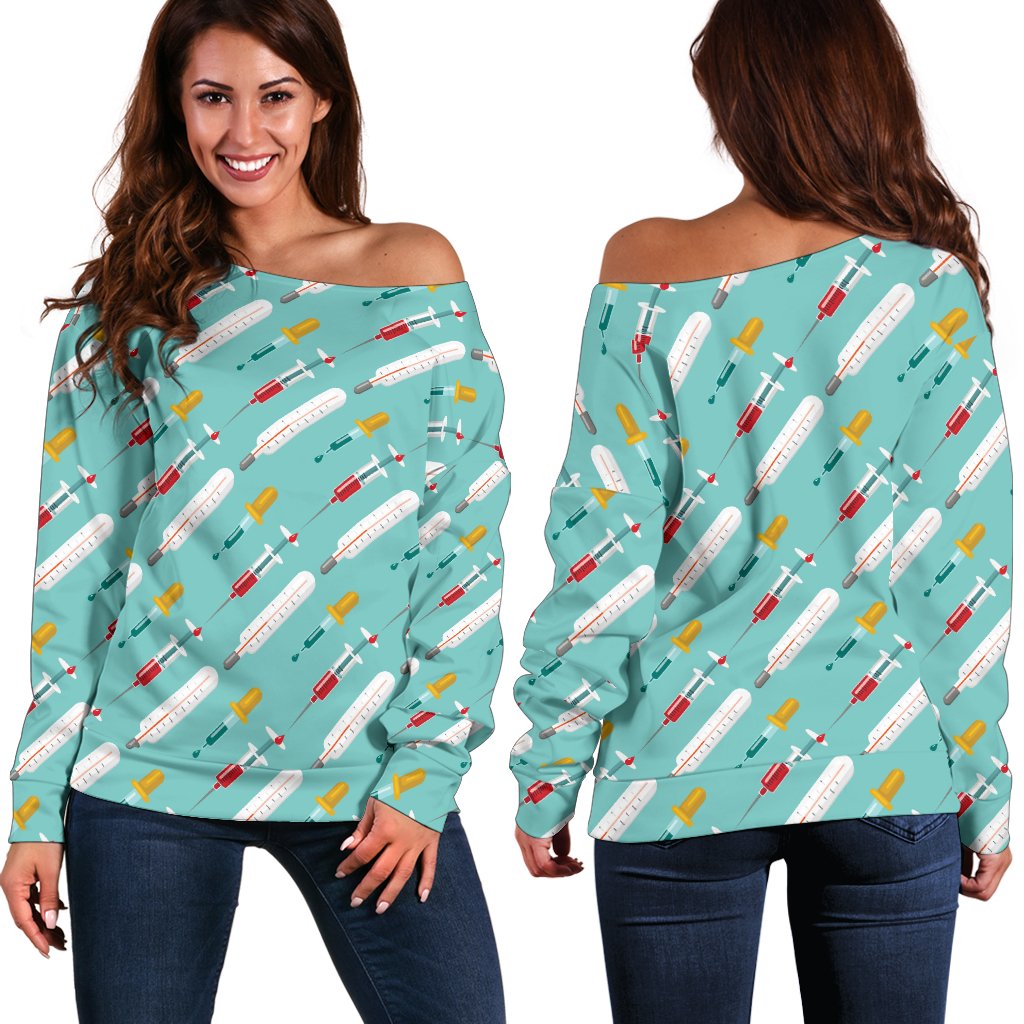 Phlebotomist Medical Print Off Shoulder Sweatshirt