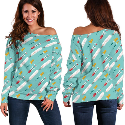 Phlebotomist Medical Print Off Shoulder Sweatshirt