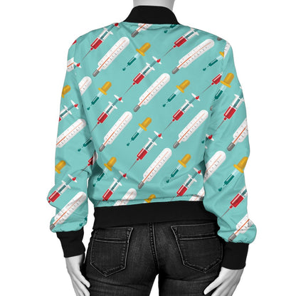 Phlebotomist Medical Print Women Casual Bomber Jacket
