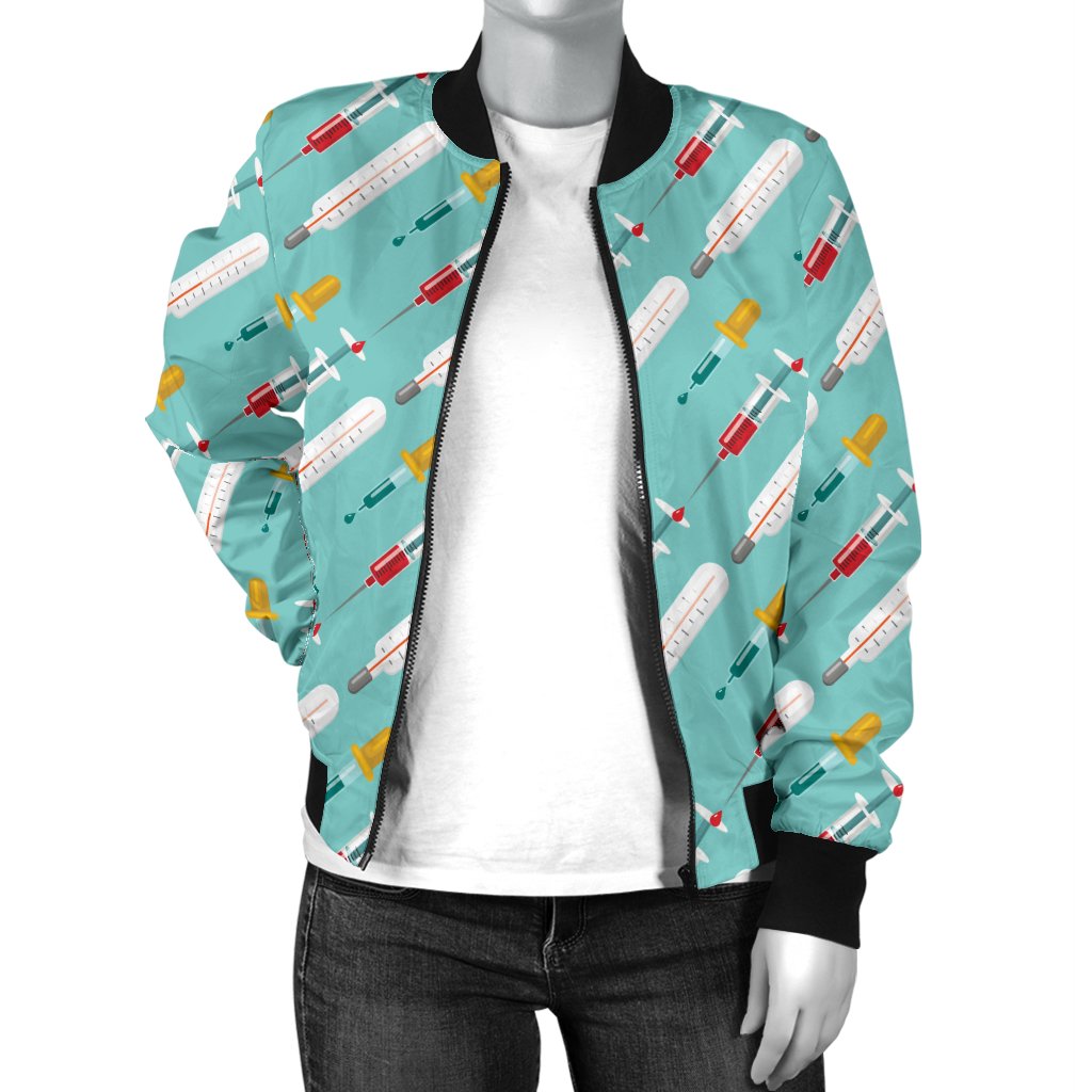 Phlebotomist Medical Print Women Casual Bomber Jacket