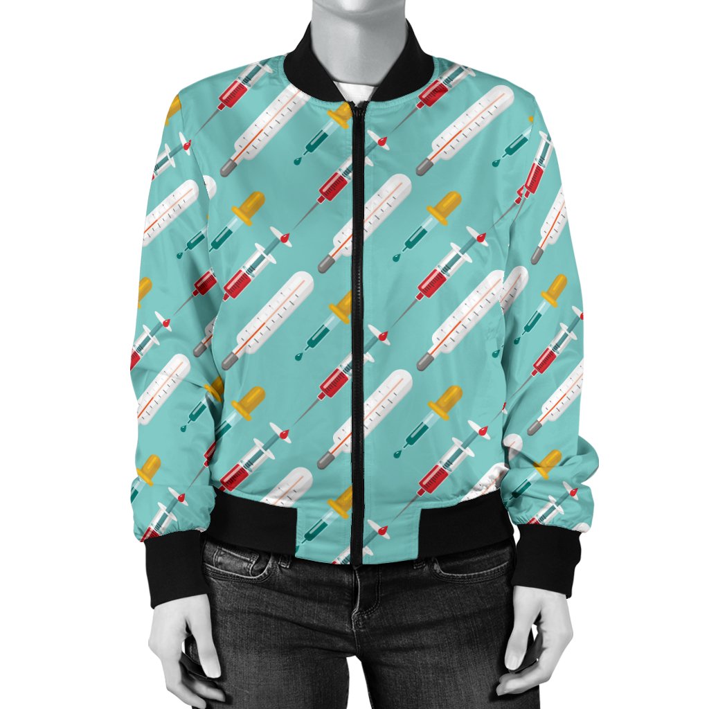 Phlebotomist Medical Print Women Casual Bomber Jacket