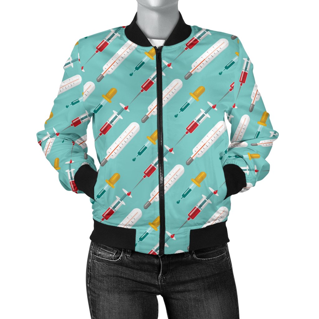 Phlebotomist Medical Print Women Casual Bomber Jacket