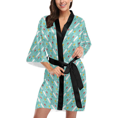 Phlebotomist Medical Print Women Short Kimono Robe