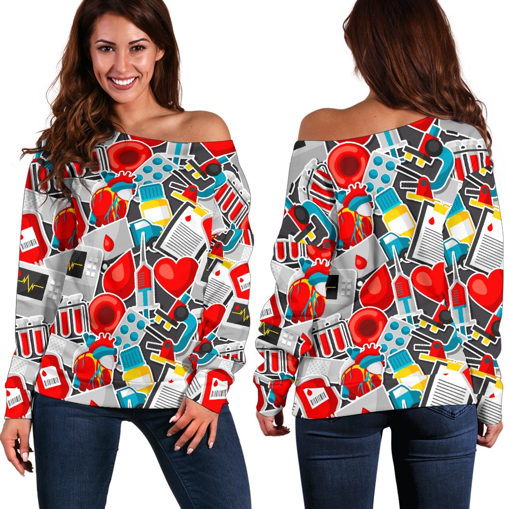 Phlebotomist Medical Themed Off Shoulder Sweatshirt
