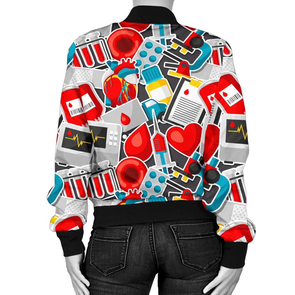Phlebotomist Medical Themed Women Casual Bomber Jacket