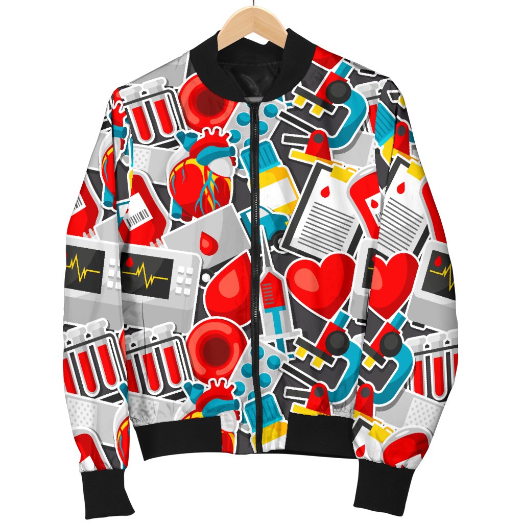 Phlebotomist Medical Themed Women Casual Bomber Jacket