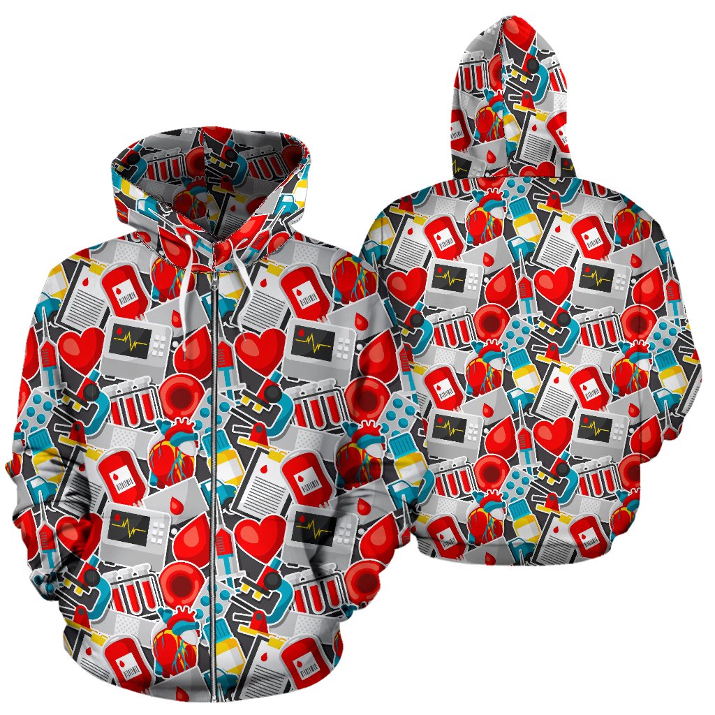 Phlebotomist Medical Themed Zip Up Hoodie