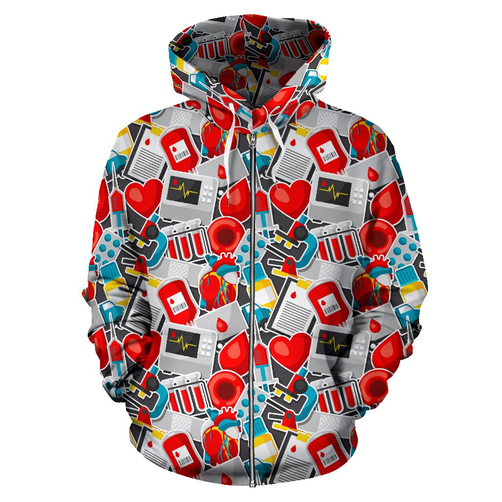 Phlebotomist Medical Themed Zip Up Hoodie
