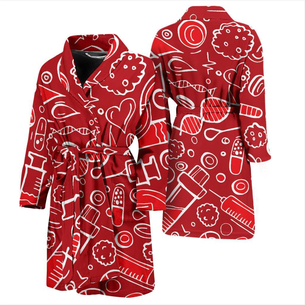 Phlebotomist Pattern Print Design A02 Men Bathrobe-JORJUNE.COM