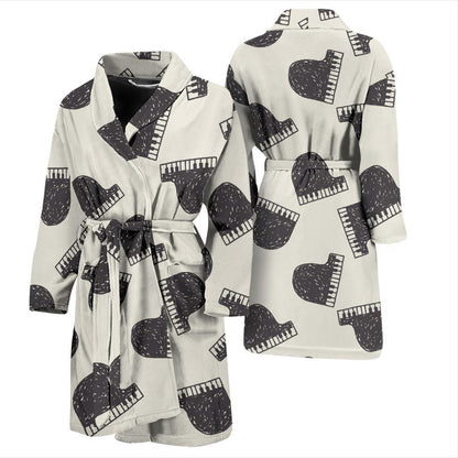 Piano Pattern Print Design 04 Men Bathrobe-JORJUNE.COM