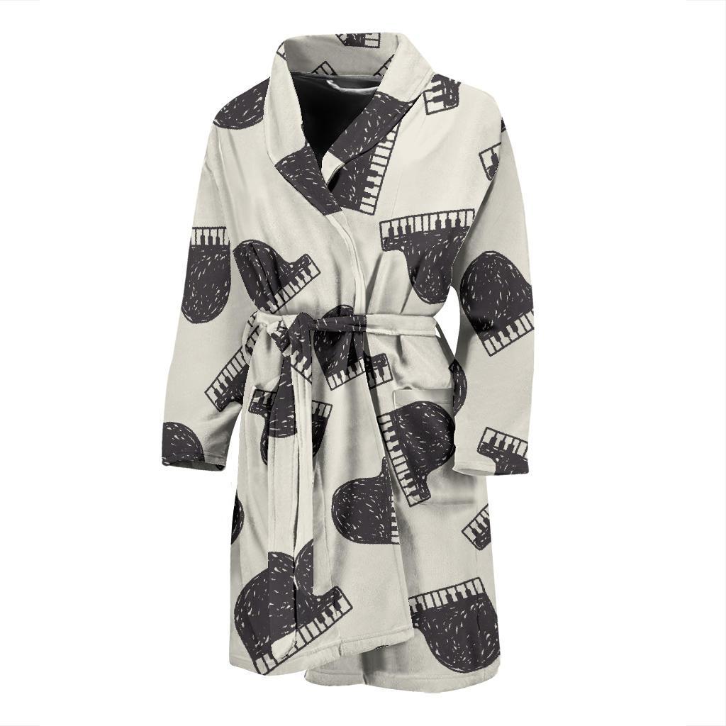 Piano Pattern Print Design 04 Men Bathrobe-JORJUNE.COM
