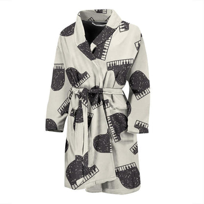 Piano Pattern Print Design 04 Men Bathrobe-JORJUNE.COM