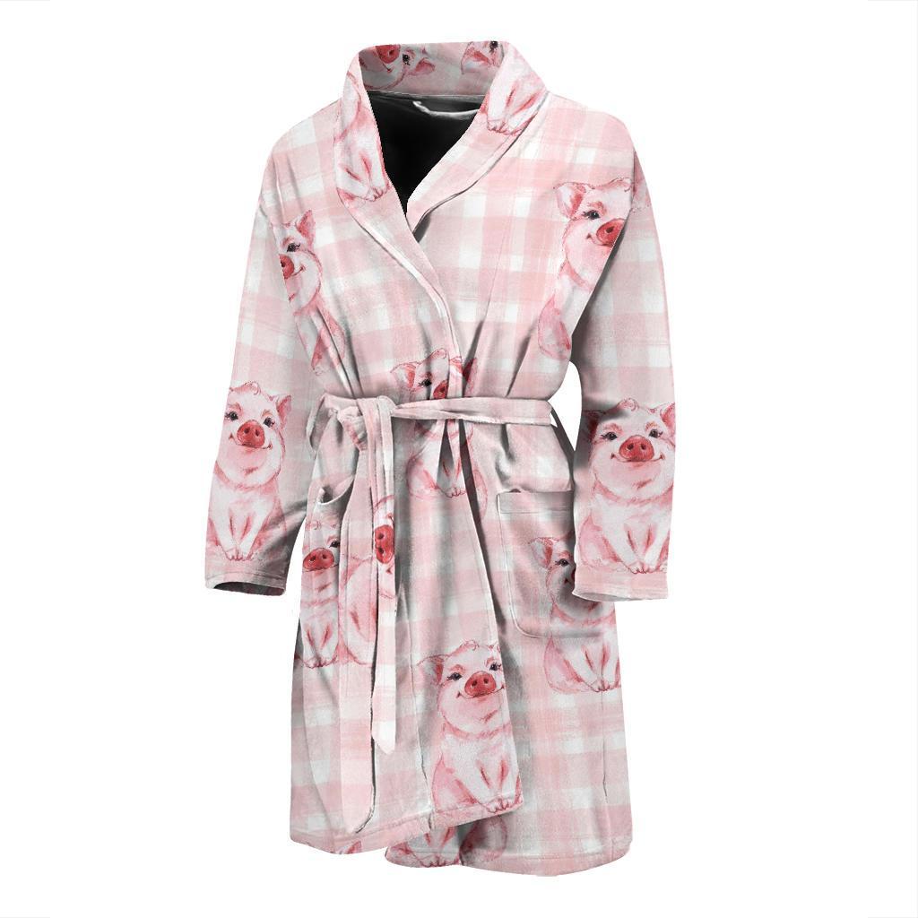 Pig Baby Pattern Print Design 01 Men Bathrobe-JORJUNE.COM