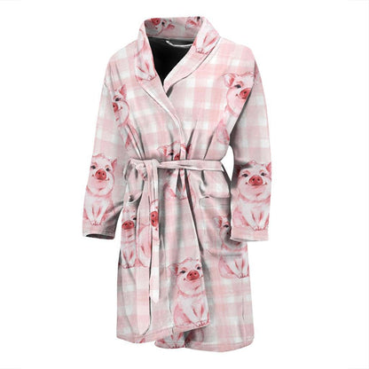 Pig Baby Pattern Print Design 01 Men Bathrobe-JORJUNE.COM