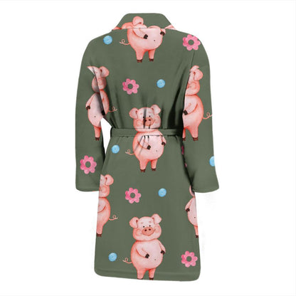 Pig Pattern Print Design 03 Men Bathrobe-JORJUNE.COM