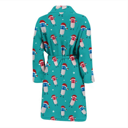 Pill Pattern Print Design A03 Men Bathrobe-JORJUNE.COM