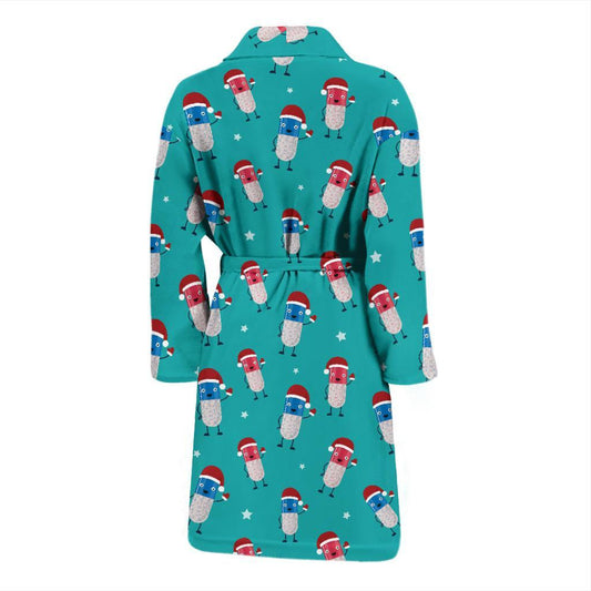 Pill Pattern Print Design A03 Men Bathrobe-JORJUNE.COM