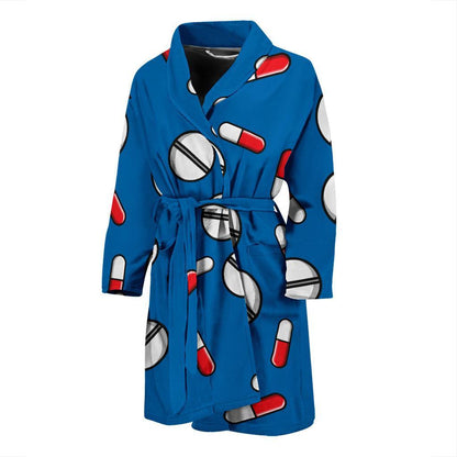 Pill Pattern Print Design A05 Men Bathrobe-JORJUNE.COM