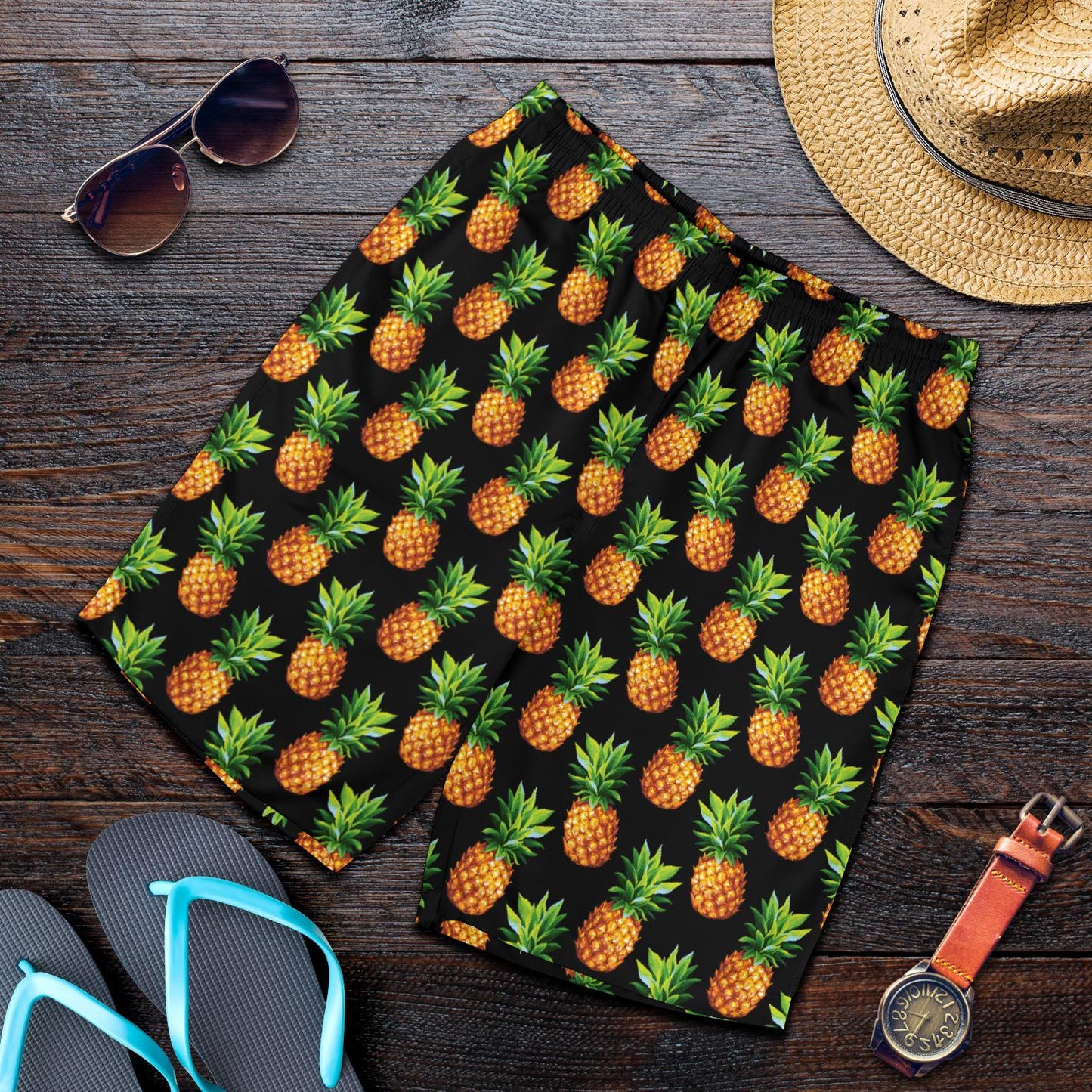 Pineapple Cute Print Design Pattern Mens Shorts-JTAMIGO.COM