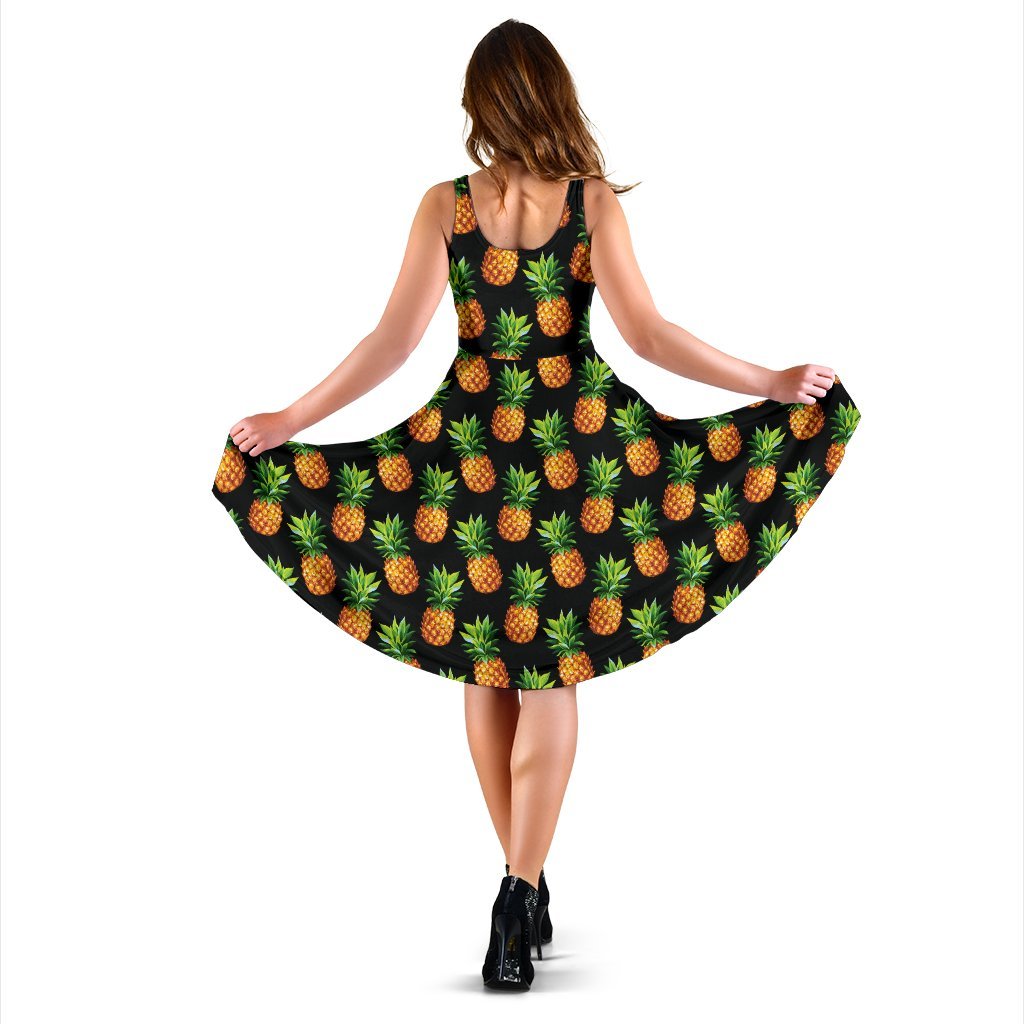 Pineapple Cute Print Design Pattern Sleeveless Dress