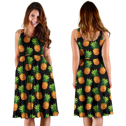Pineapple Cute Print Design Pattern Sleeveless Dress