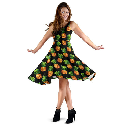 Pineapple Cute Print Design Pattern Sleeveless Dress