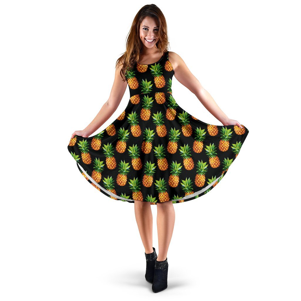 Pineapple Cute Print Design Pattern Sleeveless Dress